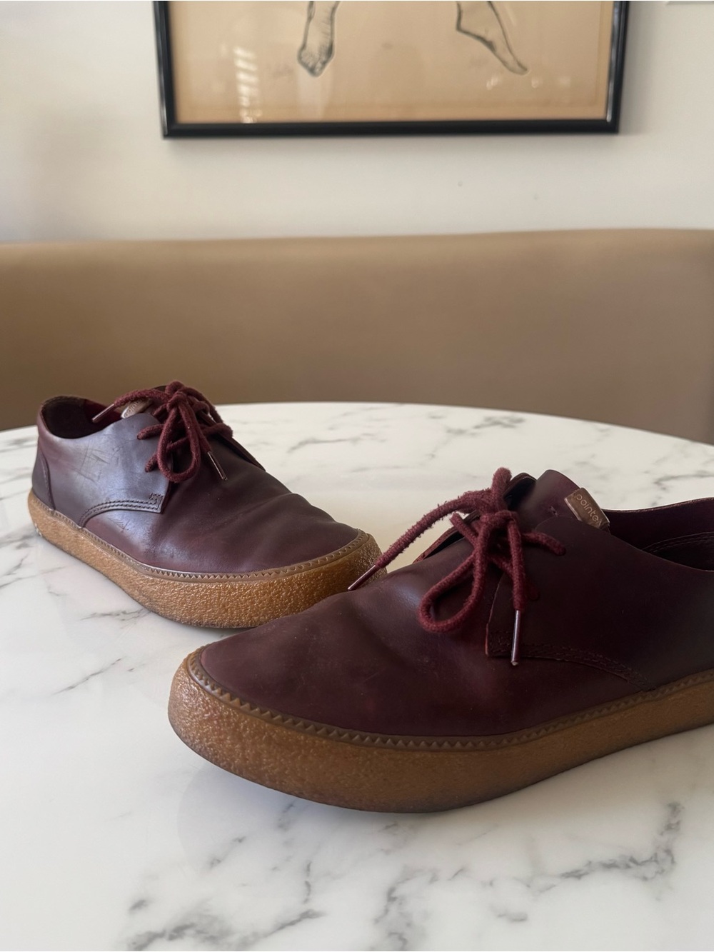 Men's Casual Leather Pointer sneakers in Burgundy
